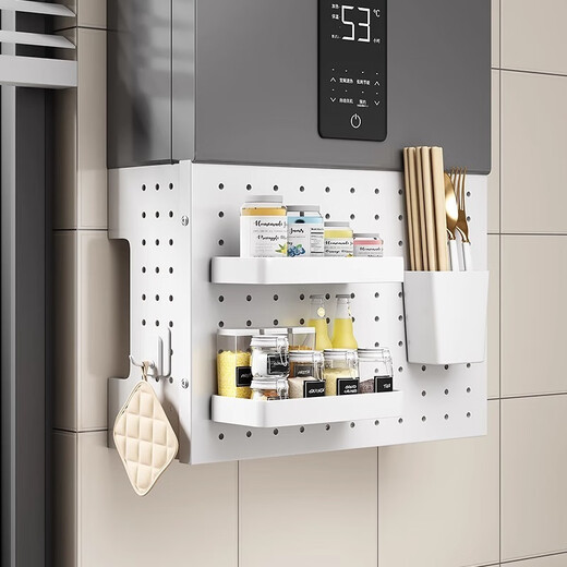 JINGWAN (JINGWAN) Customized Gas Water Heater Covering Baffle Perforated Board No-Punch Cover Pipe Boiler Covering Kitchen Storage Standard Combination Four Hooks Customized Special Photos Non-Refundable