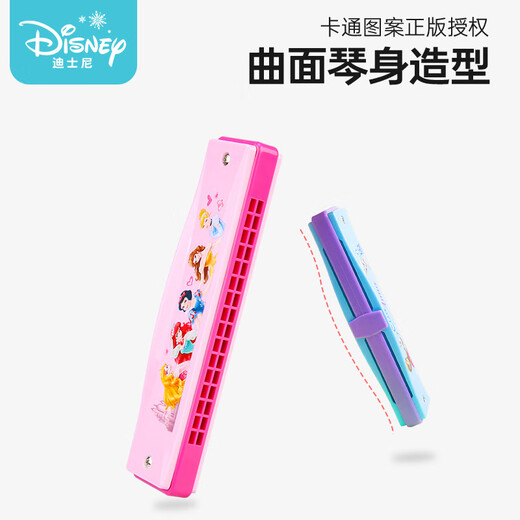 迪士尼（Disney）儿童口琴初学者入门16孔复音口风琴24专用吹奏乐器女孩玩具 24孔金属复音C调口琴-冰雪(送琴