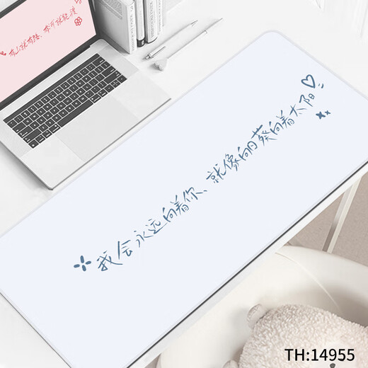 趣味极简约文字鼠标垫超大号电脑键盘防滑垫办公桌面垫高级感书桌垫可定制简约百搭高颜值加厚锁边 14957 山无拦海无遮 900毫米*400毫米*5毫米
