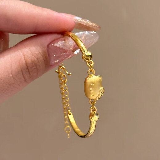 RSRDDY Old Phoenix Gold Store style gold-plated bracelet for women affordable fashion Hello Kitty half bracelet half chain bracelet bracelet temperament ty cat bracelet