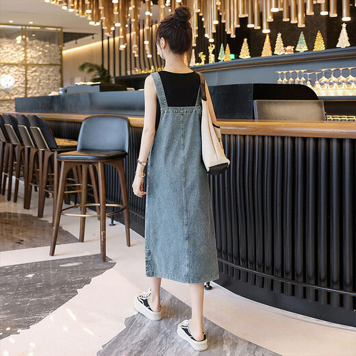 
Cypress House denim strap skirt 2025 spring and summer new style college style loose mid-length dress