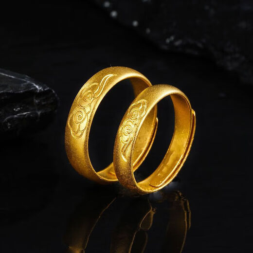 RSRDDY old Phoenix gold store same style 999 Xiangyun style ancient gold ring live mouth adjustable fashion couple ring 18k gold men's style