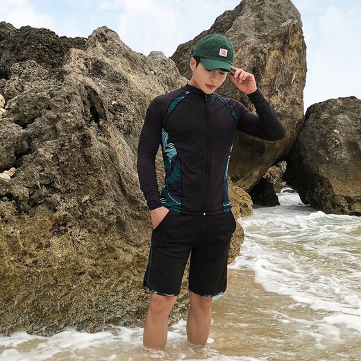 
Mengduofu diving suit, swimsuit, men's snorkeling equipment, three-piece jellyfish suit, sun protection, long-sleeved swimsuit, full surf suit, men's three-piece suit, XL [Suggested weight 125-145 Jin [Jin equals 0.5 kg]]