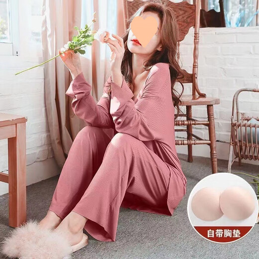 乐僖贝俫长袖睡裙女小个子家居服2025 681#豆沙翻领裙(版) 175 L (95-110斤)