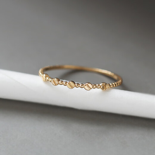 OEMG exquisite Korean pure 14K gold ring women's mini slim round bean K gold joint ring tail ring gift in stock women's size 16