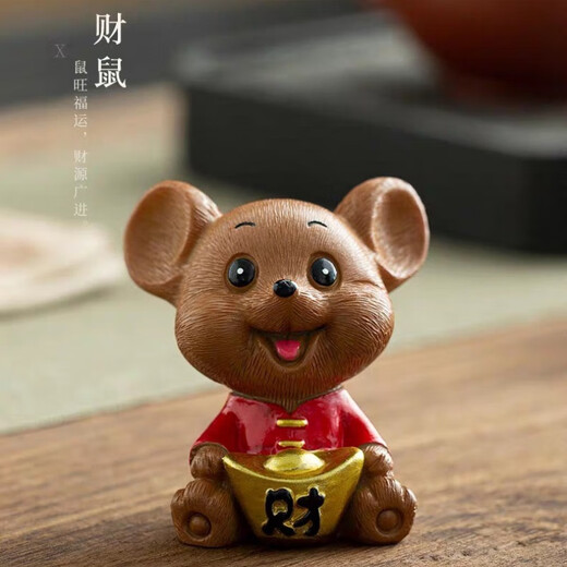 Resin Ceramic Cute Mouse Creative Home Tea Pet Desktop Tea Art Ornament Fine Tea Fortune and Fortune Double Mouse