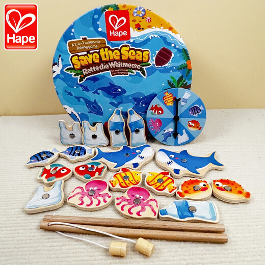Hape Ocean Rescue Niños Juguetes de educación temprana Juegos de escritorio Games de pesca Boys and Girls Regalos 1-2-3 años Música de pesca colorida 16 piezas