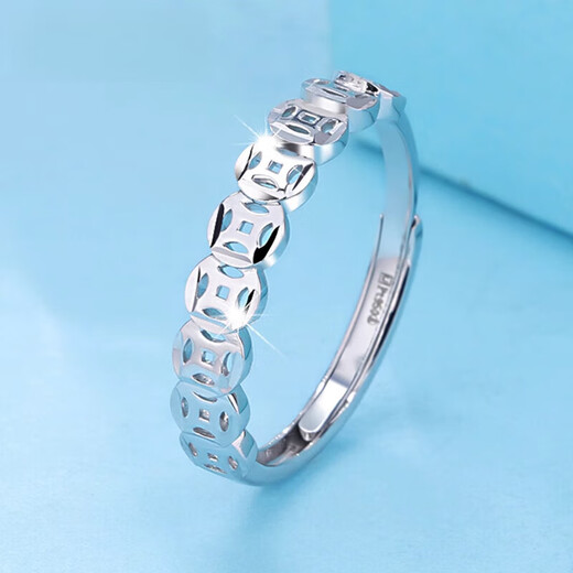 Pavilion Platinum Platinum PT950 Copper Money Gold Coin Ring for Men and Women, Live Rich Ring, Versatile Ring, Transfer Ring, Live Mouth, Weight Approximately 2.7-2.75 Grams, Platinum Gold Coin