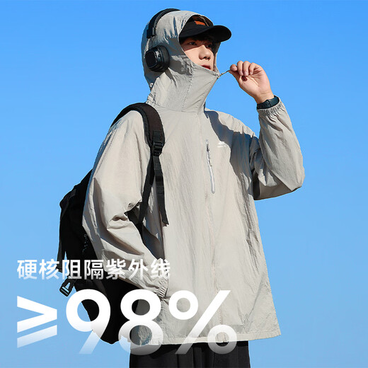Pull back sun protection clothing men's summer ice silk sun protection skin clothing outdoor sun protection clothing fishing clothing jacket men gray XL