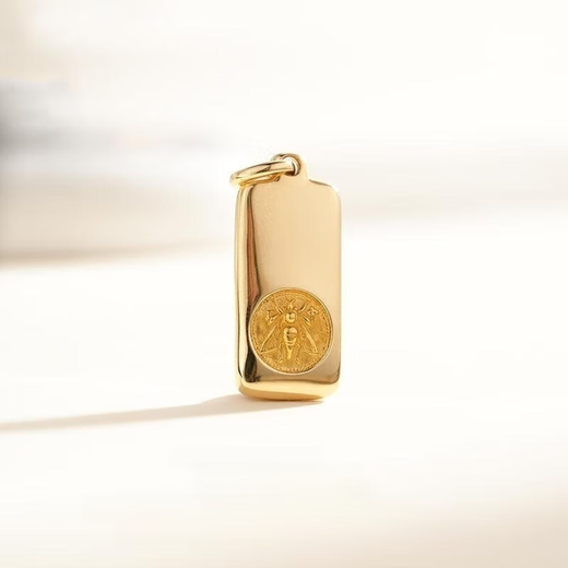 Lie Ruimuqiao Jewelry Original Design 18K Gold White Rectangular Gold Coin Pendant Men and Women Personality Niche European and American Fashion White For specific parameters, please contact customer service