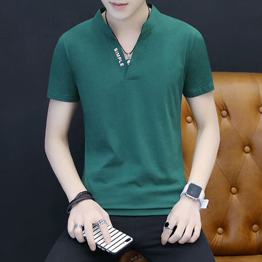 Seven Wolves' hottest high-quality V-neck men's pure cotton short-sleeved T-shirt men's slim casual and versatile half-sleeved shirt top base shirt white Q691 short-sleeved L recommended 100-120 Jin [Jin equals 0.5 kg]
