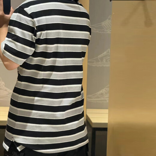 耐克（NIKE）短袖T恤男士2025夏季新款运动服针织翻领POLO衫上衣商务半袖 纯棉FN3897-010黑白条纹 XL