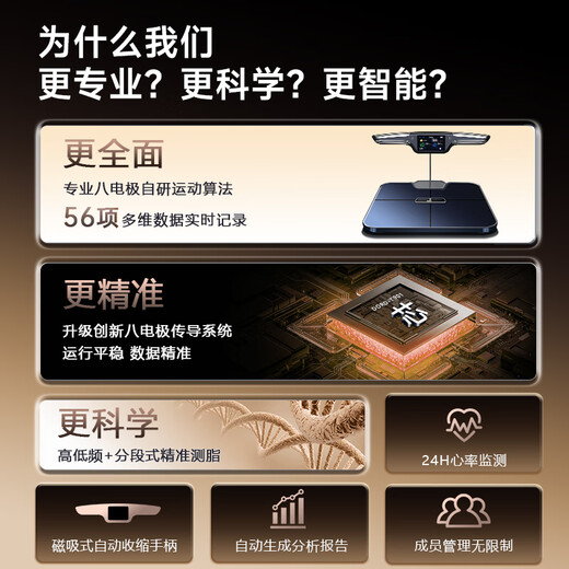 DORD德国品牌智能体脂秤八电极体重秤家用称重秤人体体脂秤减肥专用精准体重体脂一体秤心率检测 八电极尊享版-星际黑