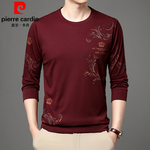 
Pierre cardin summer brand long-sleeved T-shirt thin round neck 2025 new middle-aged men's base shirt T-shirt trend B6627 Shangqing M 165/105/48100-120Jin[Jin equals 0.5 kg]