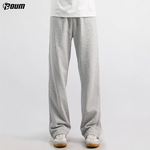 POUM pants men's autumn and winter high-end straight sweatpants drapey sports wide-leg pants 888 light gray XL