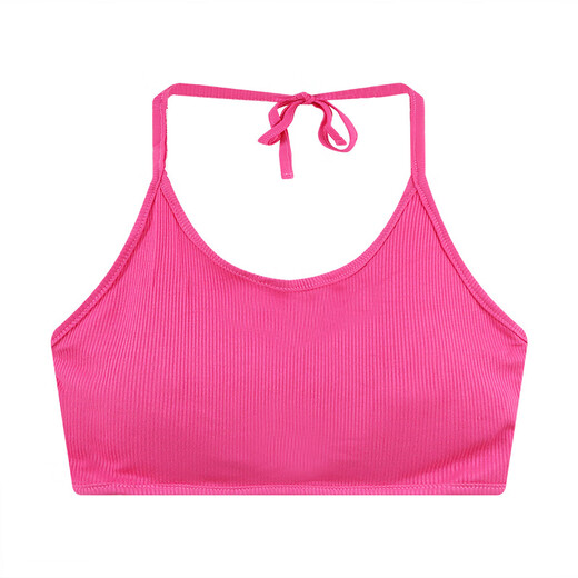 Sexy strappy halterneck hot girl's beautiful back-wrapped chest strap and padded underwear exposing navel short bottoming tube top, rose red, one size fits all