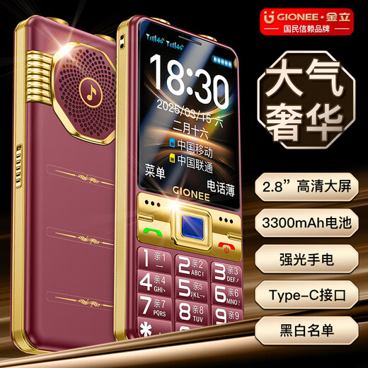 金立（Gionee）G520 4G全网通老人手机 超长待机2.8英寸大屏大字大声大按键老年机 学生备用功能机双卡双待 红色	