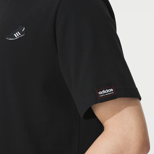 阿迪达斯 （adidas）男装 2025夏季新款运动服跑步健身训练舒适透气休闲短袖T恤 JJ1421/黑色 L