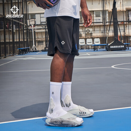 Men's summer sports shorts American basketball pants loose training fitness breathable casual knitted five-quarter pants pure white 4XL /195