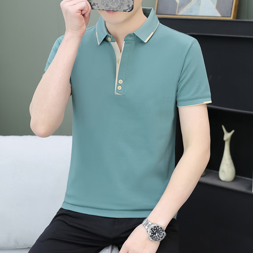 GY2025短袖polo衫男翻领半袖夏季冰丝体恤新款t恤男士潮 Q723白色 M 建议95-115斤