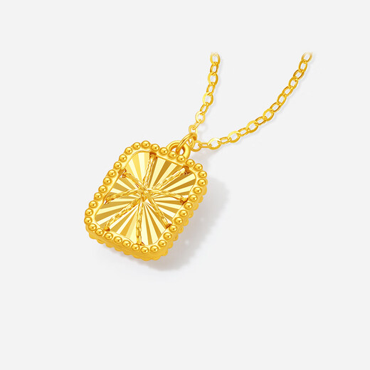 Saturday Blessing Yellow 18K Gold Necklace Geometric Square Color Gold Necklace Birthday Gift C0614876 40+5cm