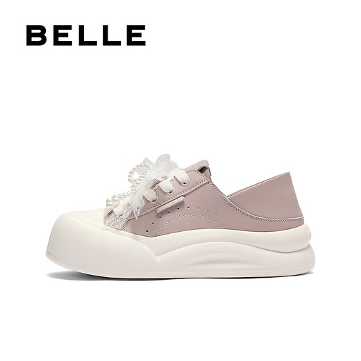 Belle (Belle) Zapatos de tablero de dos puertas para mujeres 2025 Autumn New Bindo arco grueso con planta espesa zapatos casuales B2629cm5 Purple 37 (235 mm)