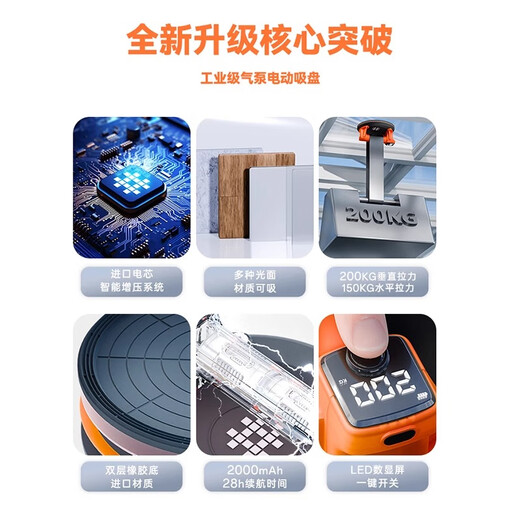 
ShiJING vacuum electric suction cup pump core automatic gas replenishment glass tile large plate powerful heavy-duty suction and lifting tile fixing device new SC-701 automatic suction cup [smart model]