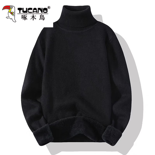 Woodpecker bottoming turtleneck sweater men's bottoming sweater autumn and winter inner sweater plus velvet and thickened white one-piece velvet sweater 10301/7003 white plus velvet and thickened L