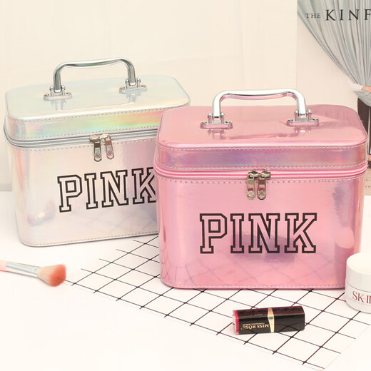 Portable makeup ins trend super popular cute female hand storage box product capacity box makeup box internet celebrity temperament single layer PK silver