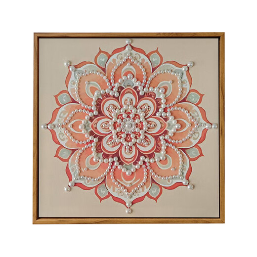 
CLCEY Chinese style Songjin pearl painting DIY material package mother festival event intangible cultural heritage handmade gift high-end decoration painting LL13571 [full color spray painting] send some diamond pen 20*20cm thick solid wood inner frame + beautiful outer frame