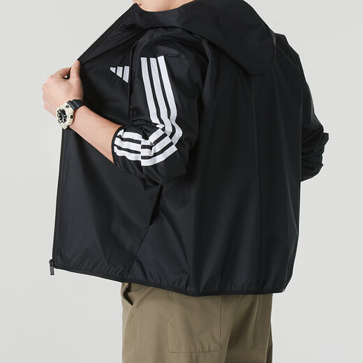 Adidas Jacket Official 2025 Autumn NUEVO entrenamiento al aire libre Jogging Fitness Sportswear Casual Loose Breatable Chaqueta IM7848/Negro/Fotos de espectáculo 10 S (175/88a)