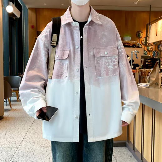 
KMUYSL denim jacket men's pink tie-dye gradient teenager student clothes 2025 spring new product barber trendy jacket SH16823 pink (genuine high quality) M ((suitable for weight 75 Jin [Jin equals 0.5 kg]-95 Jin [Jin equals 0.5 kg] wear))