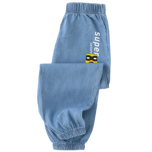 Snoopy (Snoopy) Kinderbekleidung Jungen und Mädchen Jeans Kinder Moskito-Repellenthosen Teenager Hosen dunkelblau gelbblau 140