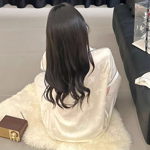 莫代尔气质ins淑女风夏季冰丝睡衣女款短袖长裤纹理感蝴蝶高级感家居服 套YFY9905【面料】 M (建议80-100斤)