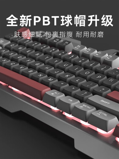 雷蛇电脑通用男生键盘鼠标耳机三件套装有线网吧台式电脑键鼠机械电竞游戏专用 冰川蓝单键盘[旋钮版]