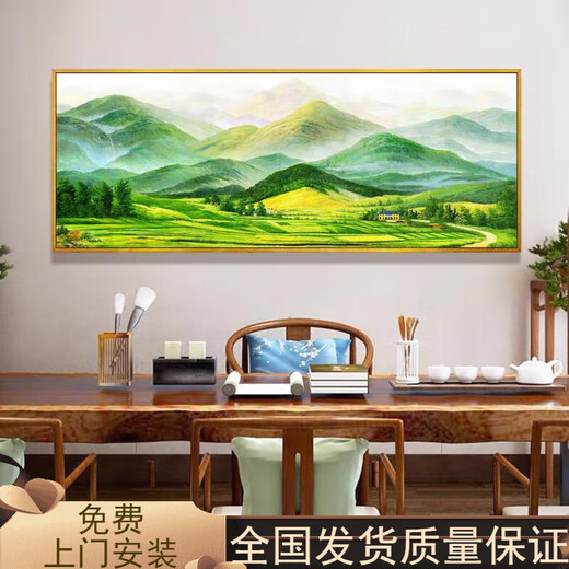
Feng Shui paintings back against Jinshan living room decoration paintings Cornucopia Sofa background wall hanging paintings landscape scenery and fortune mural 12113 Fuju Treasure Land 240*100 golden aluminum frame + crystal porcelain plane