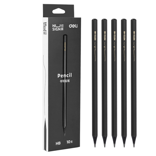 
Newseat black wood pencil hexagonal pole painting graffiti exam drawing black wood pencil gift NS722-HB_10 pack (black)
