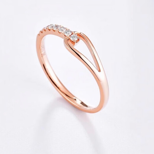 DL 1998 Fat Donglai same style 18k gold ring 18K gold women's Au750 rose gold diamond row ring Dafu tail ring 18K rose gold diamond ring No. 9