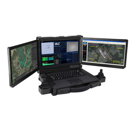 Lanju Technology (EVAK) 15,6-Zoll tragbarer, hochauflösender, verstärkter Laptop-Computer mit drei Bildschirmen, landwirtschaftliches Pflanzenschutzmodell, Luftvermessung und Kartierung, Drohnen-Bodenarbeitsstation mit drei Bildschirmen, Dual-Joysticks mit SBUS-Schnittstelle, ausgestattet mit abnehmbaren Dual-Joysticks, um eine präzise Steuerung der Drohne zu erreichen