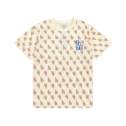 MLB trendy brand NY couples diamond presbyopia full print T-shirt casual short-sleeved same style 24 summer half-sleeved DT-9923 khaki L recommended 130-150Jin [Jin equals 0.5 kg]