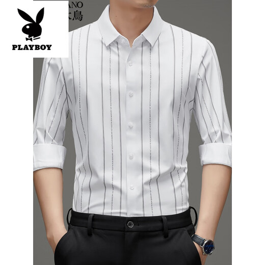 
Playboy (PLAYBOY) mulberry silk long-sleeved shirt men's casual traceless shirt business elastic silk anti-wrinkle men's top trend purple-red bird-9898 M 165 Recommended 100-120 Jin [Jin equals 0.5 kg]
