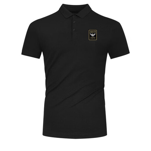 阿玛尼（Emporio Armani）阿玛尼夏季新款 阿玛尼 中青年男士短袖POLO衫免烫翻领T恤男装 AM727黑色 翻领 3XL 参考体重170-185斤