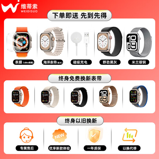 Vitiso Huaqiangbei S10ultra top-end smart watch full-function card sports watch navigation for men and women adult students Bluetooth new model full network communication Ultra Bluetooth version [Silver] official 1:1 + dual payment + NFC