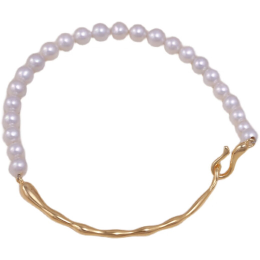 Chili DIY Pearl Accessories S925 Sterling Silver K Gold Craft Fashion Irregular Bracelet Bracelet Hand Decoration Pearl Empty Accessories S925 Silver-Golden Bracelet Does Not Include Pearls