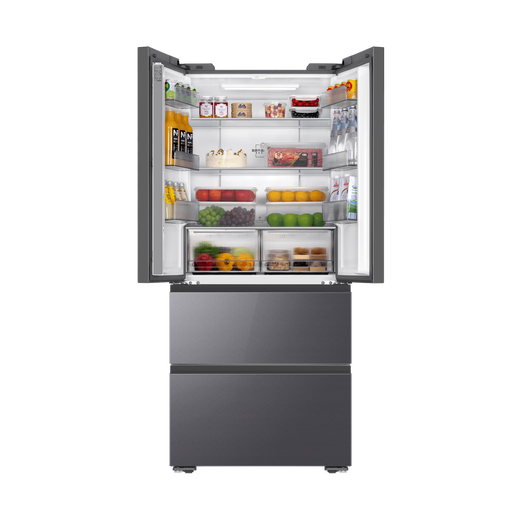 Haier Xiaohonghua 490L French door refrigerator 594mm professional ultra-thin dry and wet storage black gold purification three-speed variable temperature BCD-490WGHFDE5XEU1 national subsidy