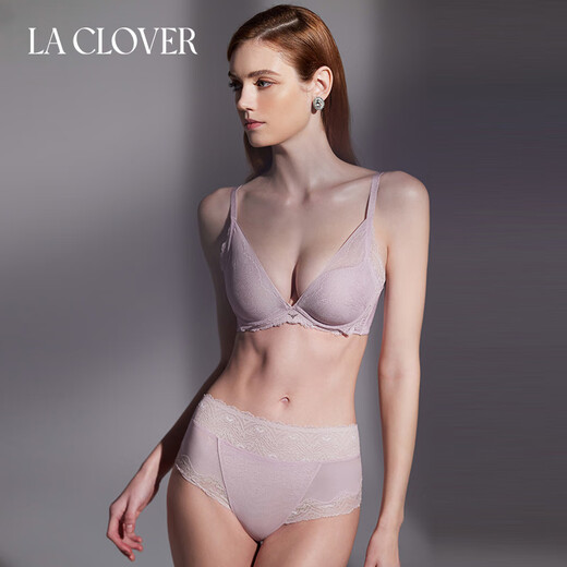 LA CLOVER24ss Charming Light and Shadow Simple Glossy Lace Women's Bra Set LC2024107 Pink 75B 160