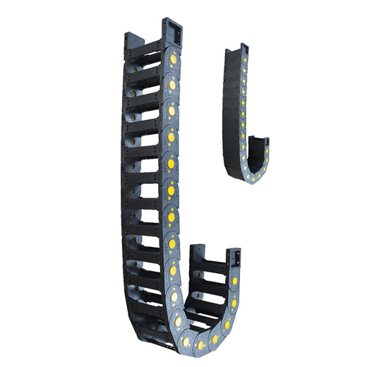 Customized factory direct supply inner height 45 yellow dot drag chain plastic nylon tank chain bridge type closed type open on both sides 45*100