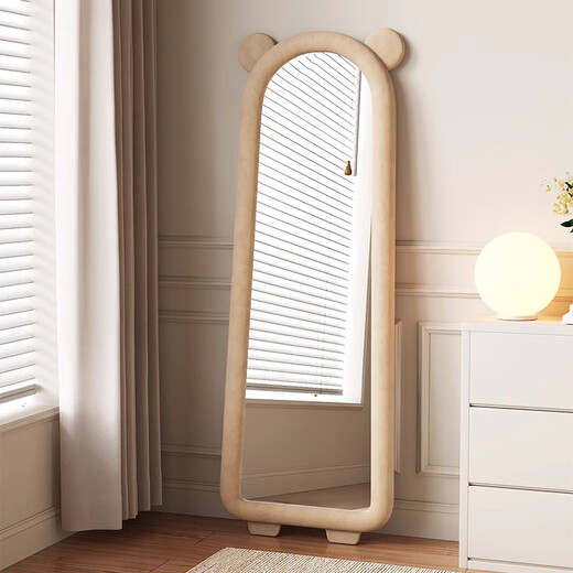 
Xiaojiangzi Little Bear Full-body Mirror Floor-to-Flash Mirror Special-shaped Cute Fleece Cloth HD Bedroom Fitting Dressing Mirror 155*40 meters white