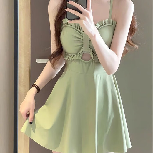 Quchen swimsuit for women in hot springs 2025 new hot spring swimsuit slimming swimsuit swimsuit for women skirt style beach skirt avocado green swimsuit (with jacket) one size fits all recommended 70-120Jin Jin equals 0.5 kg