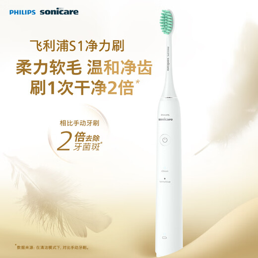 Philips electric toothbrush S1 birthday gift, adult couple model for boys and girlfriends, 2 modes, cleans teeth and protects gums, soft bristles, white HX2431/02